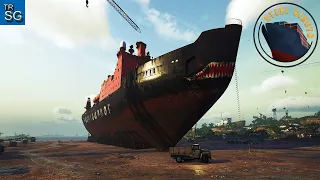 Destroying a Huge Nuclear Icebreaker Ship - Ship Graveyard Simulator 2 Steel Giants DLC!