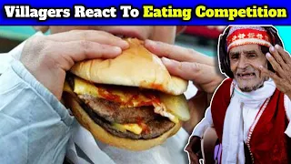 Villagers React To Eating Competition ! Tribal People React To Eating Challenge Compilation