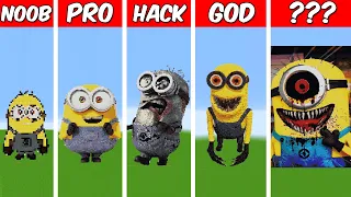 MINION Pixel Art Build in Minecraft ! Noob vs Pro vs Hacker vs God - Minecraft Animation