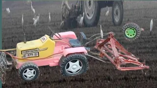 DIY mini tractor heavy trolley stuck in on train tracks with Parle G science project mini zari form