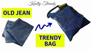 Denim Jeans DIY | Recycle Mens Jeans into a Handbag | Easy Bag Making at Home by Knotty Threadz