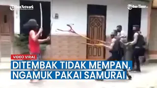 Viral, Pria Ditembak Polisi Tidak Mempan, Ngamuk Pegang Samurai