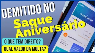 DEMITIDO NO SAQUE ANIVERSARIO Como sacar a multa de 40 do FGTS pelo aplicativo, sai junto com FGTS?