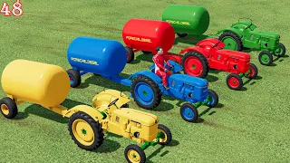 Mini Tractor of  Colors! WATER Tankers & MINI Tractors! TRANSPORT TO COOL GARAGE! FS22