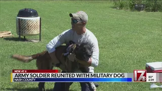 Soldier reunited with military dog in Nash County