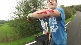 Big Crash at 50 km/h on Longboard