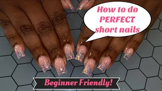 HOW TO DO SHORT NAILS| BEGINNER FRIENDLY| GLITTER OMBRE