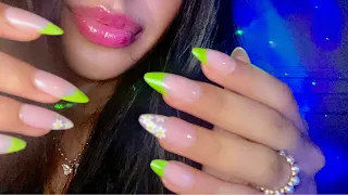 ASMR~ Tingly Mouth Sounds + Tapping w/ Long Nails (Fast & Slow)