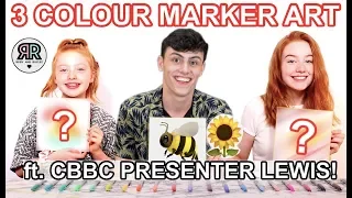 3 Color Marker Art Canvas Challenge *ft CBBC Presenter! | Summer DIY | Sis vs Sis | Ruby and Raylee