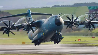 Belgian Air Force | Airbus A400M CT-03 | Landing & Takeoff | Glasgow Prestwick Airport | 14 Feb 2022