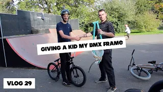 GIVING A KID MY BMX FRAME + LOCAL CLIPS