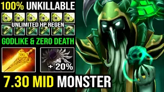 7.30 MID MONSTER 9Min Boots + Blade Mail Necrophos with AoE Burn Radiance 100% Unkillable Dota 2