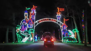 Driving Through Bright Nights Holiday Display. Springfield Massachusetts On Christmas Day