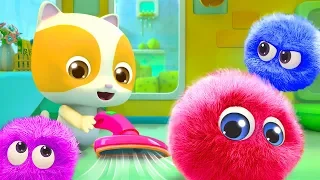 Baby Kitten Cleans the Dust | Cute Dust Song | Nursery Rhymes | Kids Songs | BabyBus