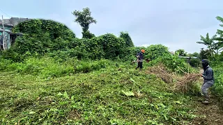 OVERGROWN grass mowing cut COVERING the House Abandoned | AMAZING TRANSFORMATION