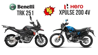 Xpulse 200 4v VS Benelli TRK 251 | Comparison | Mileage | Top Speed | Price | Bike Informer