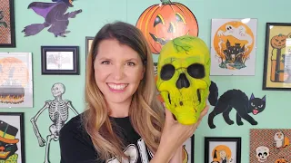 Vintage Halloween Decorations - Halloween Skeletons And Skulls - Disneyland Randotti Skull