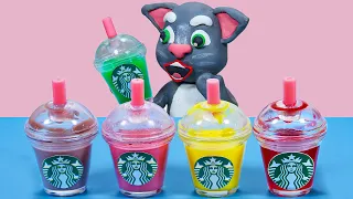 MUKBANG Starbucks Drinks Tiktok Challenge | Talking Tom In Real Life