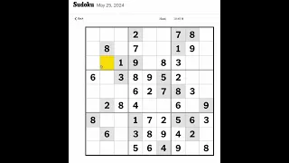 New York Times Sudoku Hard for May 25, 2024.  Just me mumbling and solving