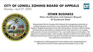 Zoning Board of Appeals - April 27, 2020