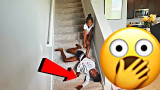 MEAN Little Sister PUSHED Girl DOWN STAIRS | Prt1