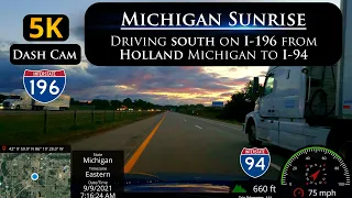 Let's Drive to I-94 from Holland Michigan on I-196 in 5K Ultra HD