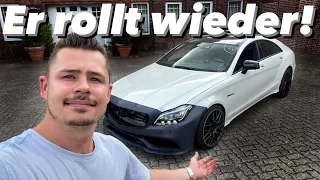 Die ersten Meter im Unfall AMG! + neue Stoßstange montiert, bereit für den Lackierer