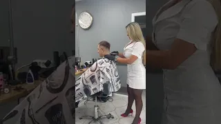 Hot Barberettes Giving Haircut (Headshave Teaser)