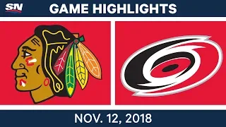 NHL Highlights | Blackhawks vs. Hurricanes – Nov. 12, 2018