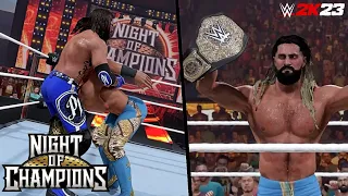 Seth Rollins vs AJ Styles Night of Champions 2023 Highlights | WWE 2K23 SIMULATION