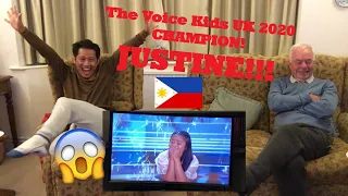 JUSTINE THE VOICE KIDS UK 2020 GRAND WINNER | Announcement of Winner | Full Reaction Video