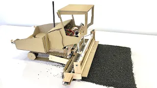 DIY Asphalt Paver Caterpillar Made of Cardboard