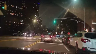 Driving from Manhattan to Brooklyn on the Williamsburg bridge.