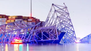 Міст упав! Корабель зніс опору в Балтиморі Aerials of Baltimore bridge collapse after ship collision