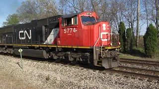 CN 5774 heads West with the local freight train towards Schoolcraft, MI