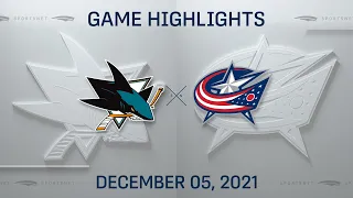 NHL Highlights | Sharks vs. Blue Jackets - Dec. 5, 2021