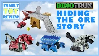 DinoTrux Toys - It's a Tar Pit - Ty-Rux Hides Golden Nugget Ore Construction Set by FamilyToyReview