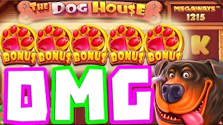 The Dog House Megaways 🐶 5 SCATTER 😱 Big Win 15 Sticky Wild Spins + Huge Raining Wilds Bonus‼️