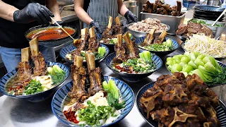 The Legend of Meat Noodles! Traditional chinese style giant rib noodles / korean street food