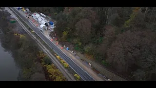 Lahntalbahn Tunnel – Transport des Tunnelaufweitungssystems vor den Cramberger Tunnel