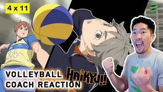 Volleyball Coach Reacts to HAIKYUU S4 E11 - Suga comes in CLUTCH vs Tsubakihara