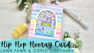 Hip Hop Hooray Card | Lawn Fawn NEW RELEASE | Copic Coloring a Secret Garden Window Scene