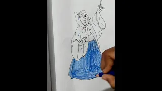 Disney Princess cinderella fairy godmother drawing #shorts