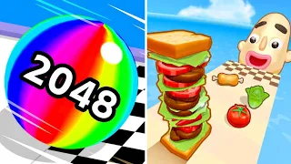 Ball run 2048 Vs Sandwich runner 🍞🥞All New Big Update Max Levels Walkthrough Android iOS Gameplay