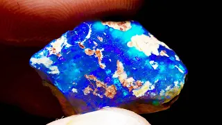Blue rough opal cuts more than expected