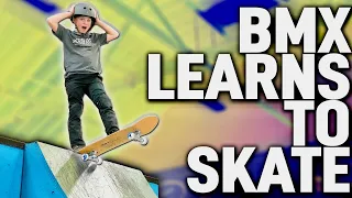 CAN BMX CAIDEN LEARN HOW TO SKATE?!