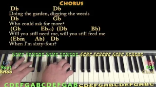 When I'm Sixty-Four (The Beatles) Piano Cover Lesson in Db with Chords/Lyrics