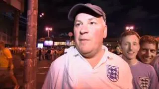 England fans celebrate victory against Sweden