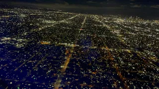 Night landing at LAX - fly over amazing Los Angeles