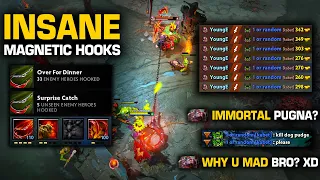 Insane Magnetic Hooks!!! New Hooker God Pudge Nonstop Toying Immortal Pugna Mid | Pudge Official